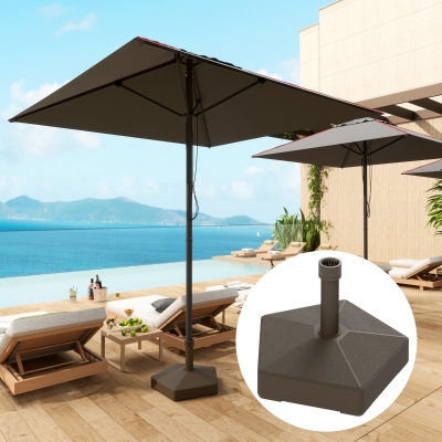 Outsunny Patio Umbrella Base Holder, Heavy Duty Outdoor Umbrella Stand Base, Poolside, Brown