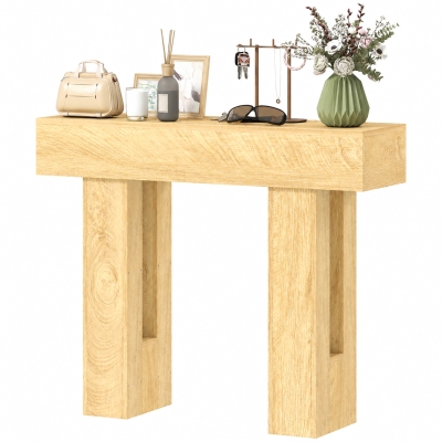 HOMCOM 42" Console Table with Thickened Tabletop, Oak