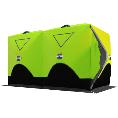 Outsunny 8 Person Insulated Pop-Up Ice Fishing Tent, 2 Doors, Green