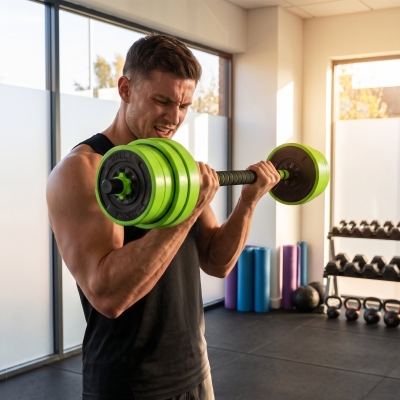 Soozier 66lbs 4-in-1 Adjustable Weight Dumbbell Set, Barbell, Kettlebell, Push Up Stand, Green