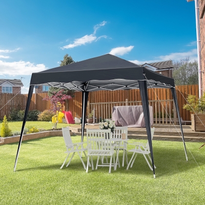 Outsunny 8' x 8' Pop Up Canopy, Outdoor Foldable Tent, Portable Canopy Tent with Carrying Bag for Camping, Party, Picnic, Black