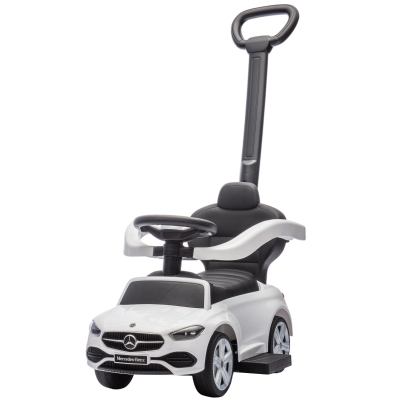 Qaba Mercedes-Benz C-Class Ride-On Push Car with Parent Handle, White
