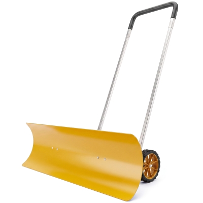 Outsunny 37" Extra Wide Heavy Duty Snow Shovel with Wheels, Yellow