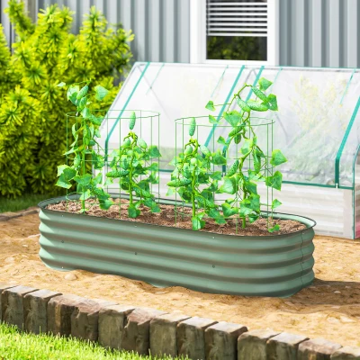Outsunny 4.9' Galvanized Metal Raised Garden Bed Kit, Green