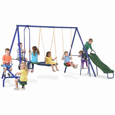 Outsunny 693 lbs Heavy-Duty Swing Set, 5-in-1 Outdoor Playset