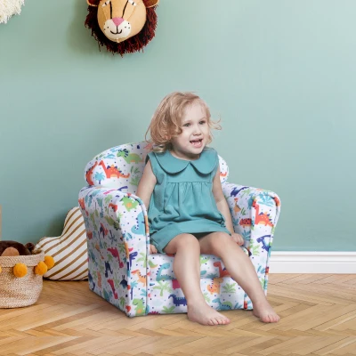 Qaba Kid's Dinosaur Sofa Armchair with Thick Padding