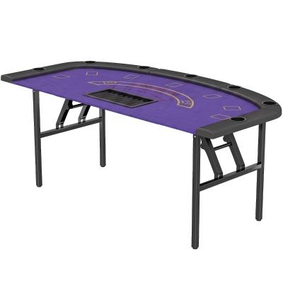 Soozier 72" Foldable Poker Table for 8, Felt Surface, Cup Holders, Blue