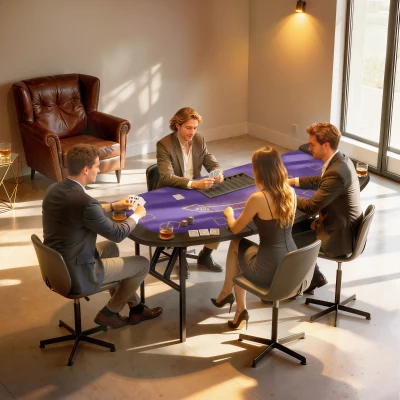 Soozier 72" Foldable Poker Table for 8, Felt Surface, Cup Holders, Blue
