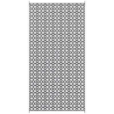 Outsunny 9' x 18' Reversible Outdoor Rug, Black & White Clover