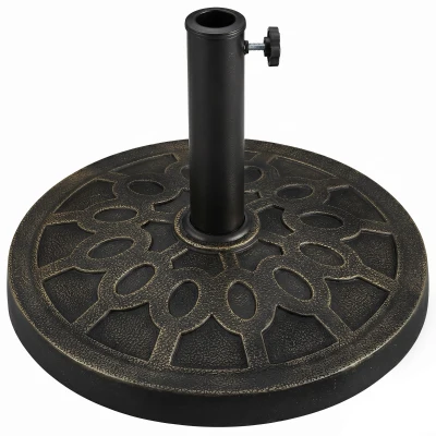 Outsunny Resin Round Patio Umbrella Stand Base Coated Pole Market Garden Umbrella Holder Parasol Holder Bronze