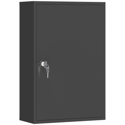 kleankin Wall-Mount Medical Cabinet with Lock, 3-Tier, Black 15.7"