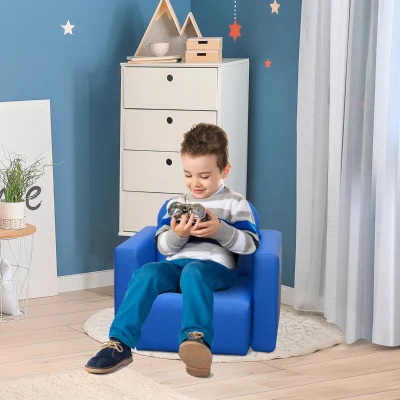 Qaba 2-in-1 Kids Sofa Table Chair Set, Blue