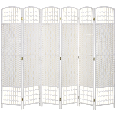 HOMCOM 6-Panel Folding Privacy Screen Room Divider, White
