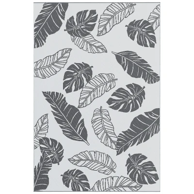 Outsunny Reversible Outdoor RV Rug, Patio Floor Mat, 6' x 9' Plastic Rug for Backyard, Deck, Beach, Camping, Grey and White