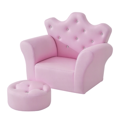 Qaba Kids Sofa Set, Princess Sofa with Footstool