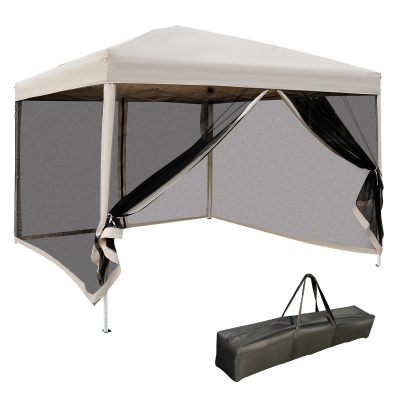 Outsunny 10' x 10' Pop Up Canopy Tent, Height Adjustable, Netting