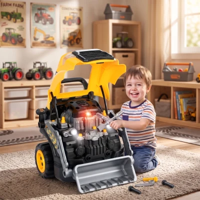 Qaba Kids Truck Engine Toy Repair Set with Lights & Sounds, 3-6 Years