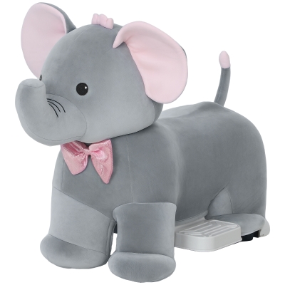 Qaba 6V Kids Ride on Toy, Ride on Horse Elephant with Music, Soft Touch, Silent PU Wheels, Forward, for 1.5-5 Years
