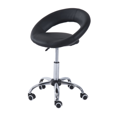 HOMCOM Rolling Salon Stool, Adjustable Height, Black