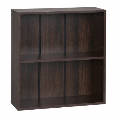 HOMCOM Wood Small Bookshelf 2 Tier Storage Rack Chest Unit Home Office Furniture Walnut