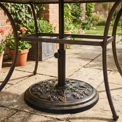 Outsunny 20 lbs Resin Round Patio Umbrella Base 18" Outdoor Decorative Cast Stone Parasol Stand Market Garden Umbrella Holder, Bronze
