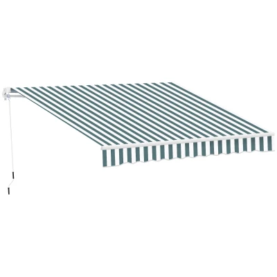 Outsunny 8' x 7' Retractable Awning, Patio Awnings, Sunshade Shelter with 280 g/m² UV & Water-Resistant Fabric and Aluminum Frame for Deck, Balcony, Yard, Green and White