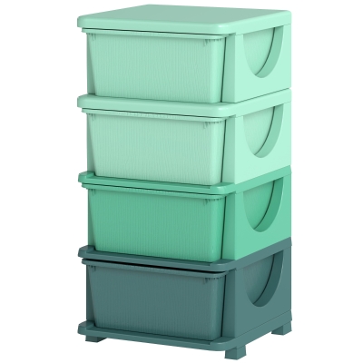 Qaba 30" 4-Tier Kids Storage Dresser Tower with 4 Drawers, Green