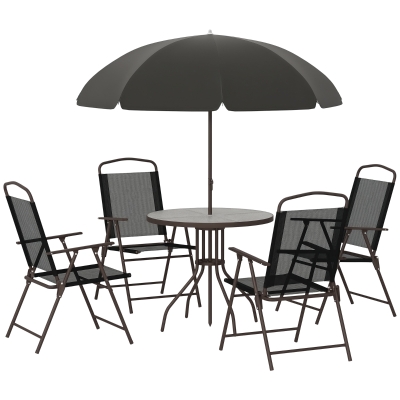 Outsunny 6-Piece Patio Dining Set for 4, Black