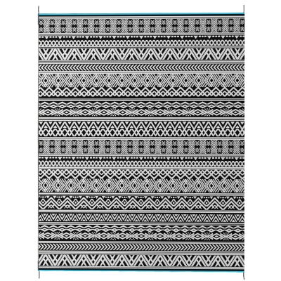 Outsunny 8' x 10' Reversible Outdoor Rug, Gray & Cream Boho