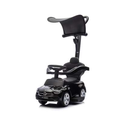 Qaba Benz 3-in-1 Toddler Push Car with Canopy, Storage, Black