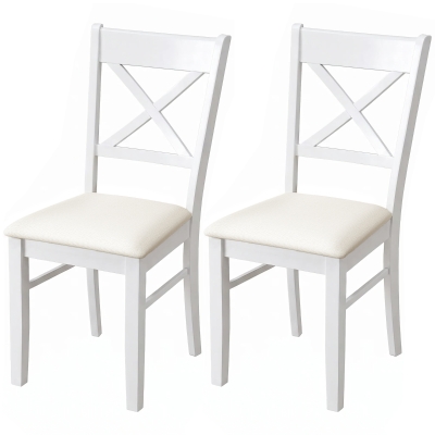 HOMCOM Dining Chairs Set of 2, Upholstered X-Back, White