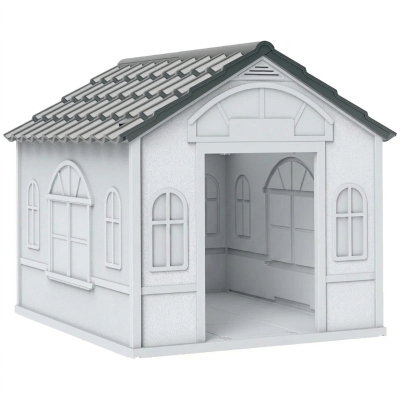 PawHut Water Resistant Pet House for Small/Medium Dogs, Gray