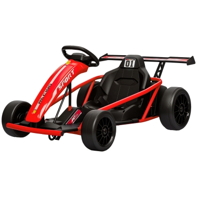 Qaba 24V Kids Electric Go Kart, 8.1 MPH Drift Kart, Red