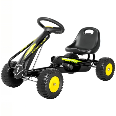Qaba Kids Pedal Go Kart with Adjustable Seat, Outdoor Ride, Black