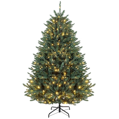 HOMCOM 6ft Prelit Colorado Blue Spruce Christmas Tree, LED Lights