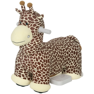 Qaba Kids Electric Ride On Giraffe 6V Toy with Music, Brown