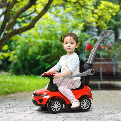 Aosom 3 in 1 Kid Ride on Push Car, Toddlers Sliding Walking Car, with Horn, Under Seat Storage, for 18-36 Months, Red