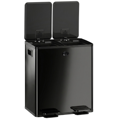 HOMCOM 2x5 Gallon Stainless Steel Trash Can, Pedal, Soft Close, Black