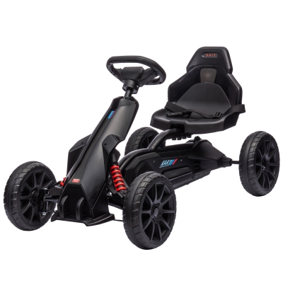 Aosom Kids Pedal Go Kart, Adjustable Seat, Swing Axle, Black