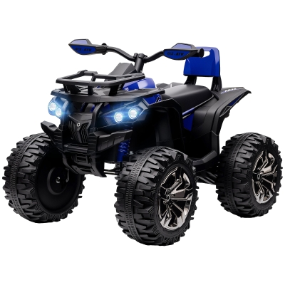 Aosom 12V Kids ATV 4 Wheeler with Music & Headlights, Blue