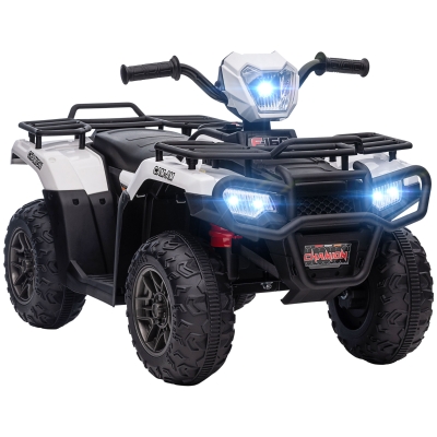 Aosom 12V Electric Toy Car, White, Music & LED Headlights