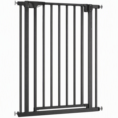 PawHut 30"-32" Baby Gate, 36"H Pet Gate with Auto-Close, Two-Way Open, Pressure Mounted, Black