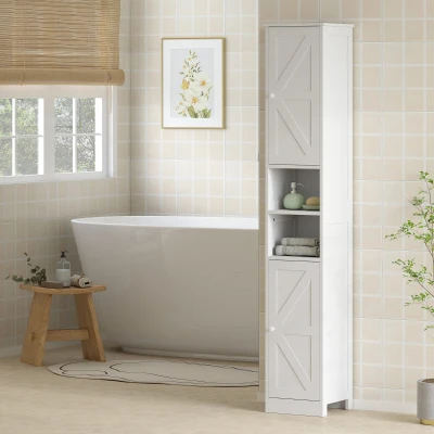 HOMCOM 70" Slim Bathroom Cabinet with Adjustable & Open Shelves