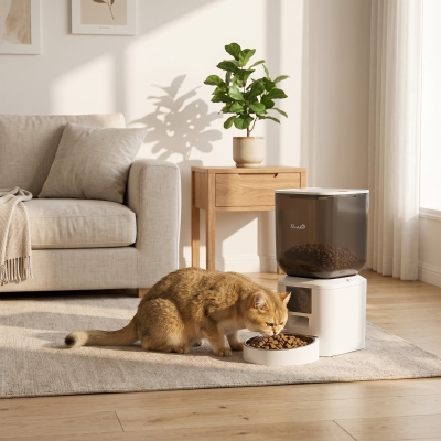 PawHut Automatic Cat Feeder, 2.4G WiFi, Smart APP Control 8L Pet Feeder Dispenser 1-10 Meals with 10s Meal Call Back