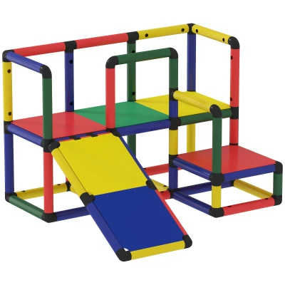 Qaba Kids Climbing Structure, Toddler Climbing Toys with Slide and Platform, Play Gym for Ages 1-6 Years, Mixed Colour