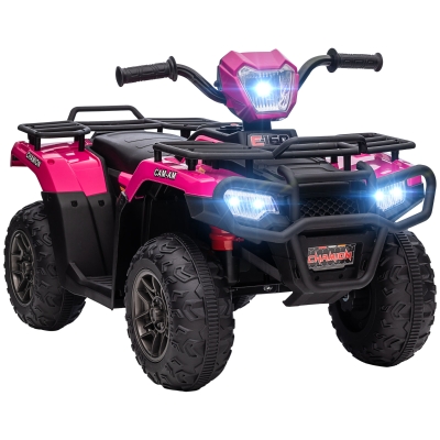 Aosom 12V Electric Toy Car, Pink, Music & LED Headlights