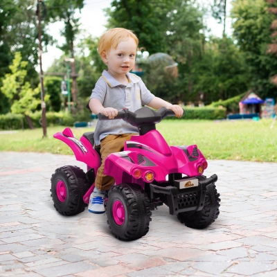 Qaba 6V Kids ATV Quad w/ Music, Forward, for 2-6 Years, Pink