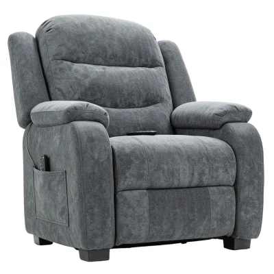 HOMCOM Massage Recliner Chair, Power Recliner with Quiet Brushless Motor, Remote, Pockets, 2 Memory Positions, Dark Grey