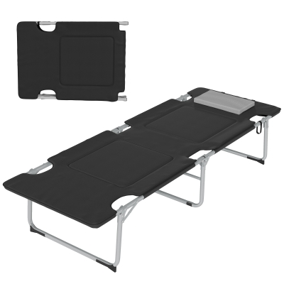 Outsunny Folding Camping Cot Sleeping Beds for adults Office Outdoor Hiking Portable, Black