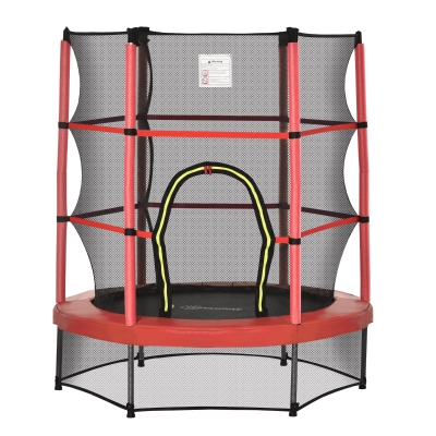 Outsunny 5FT Kids Trampoline with Enclosure, Red